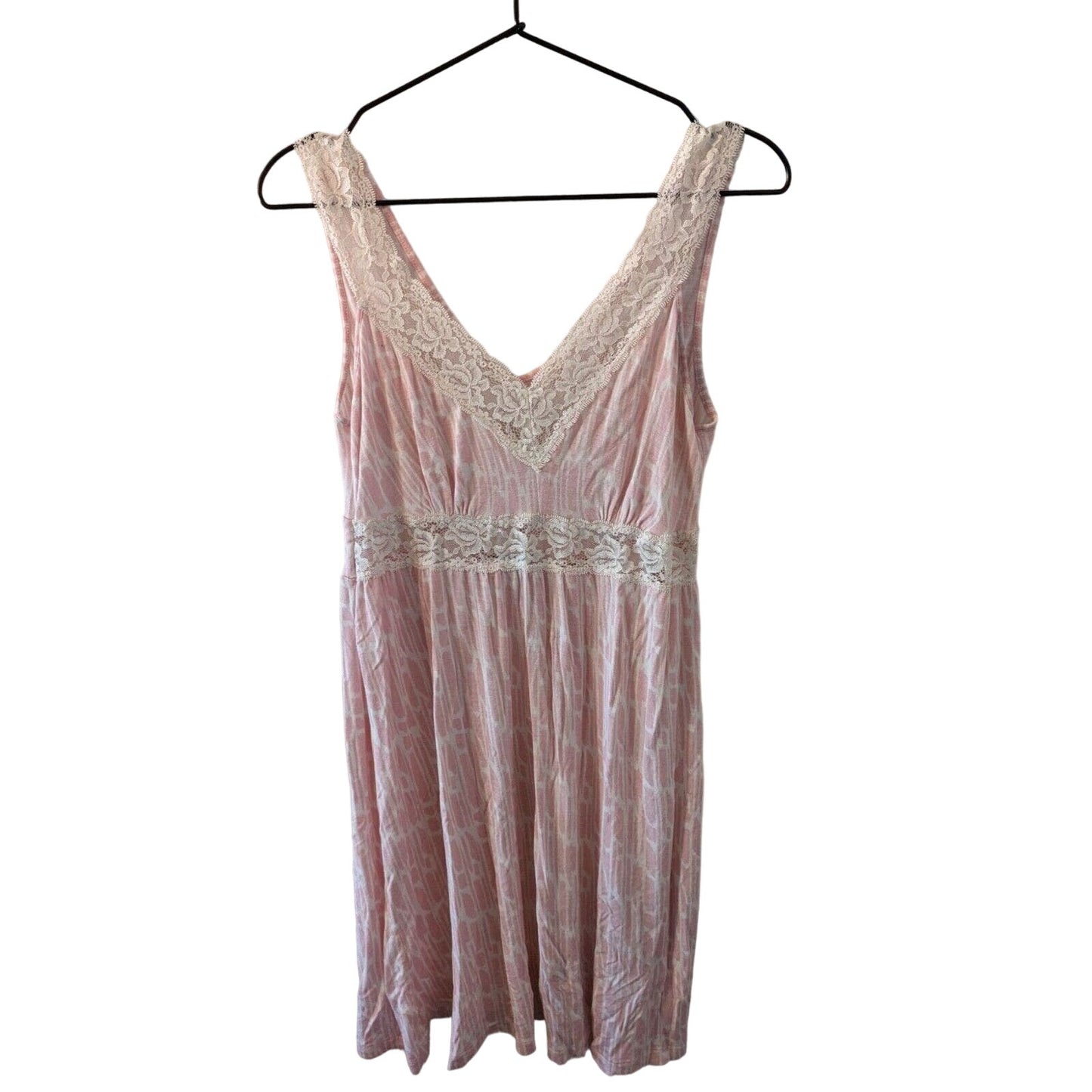 Tart Intimates Womens Sz M Nightgown Light Pink White Lace