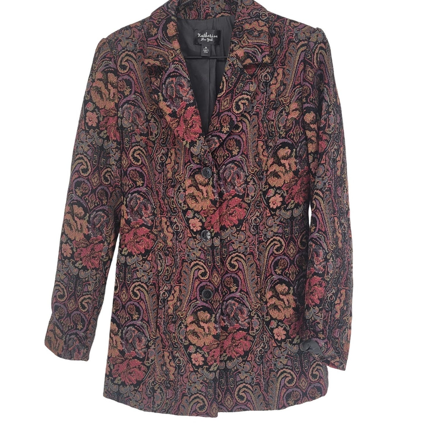 Katherine New York Womens Sz M Vintage 1990s Blazer Tapestry Style Floral