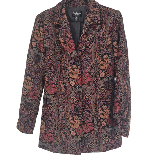Katherine New York Womens Sz M Vintage 1990s Blazer Tapestry Style Floral