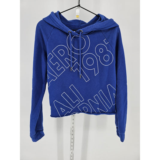 Aeropostale Womens Sz S Pullover Hoodie Sweatshirt Cropped Blue White