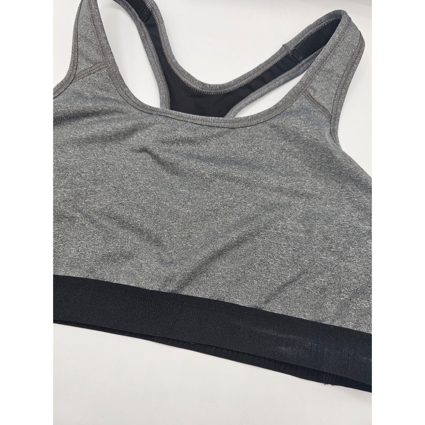 Avia Womens Sz L Racerback Sports Bra Gray Black Compression