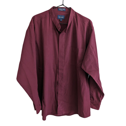 Vintage Neil Allyn Mens Sz XL Button Down Tuxedo Shirt Burgundy Long Sleeve