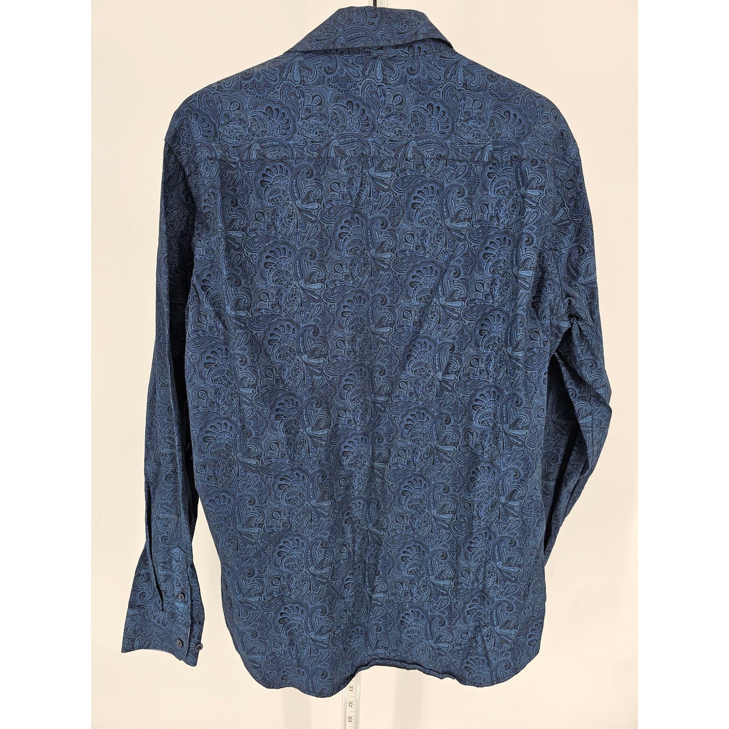 Consequence Mens Sz L Slim Fit Long Sleeve Dress Shirt Blue Paisley Print