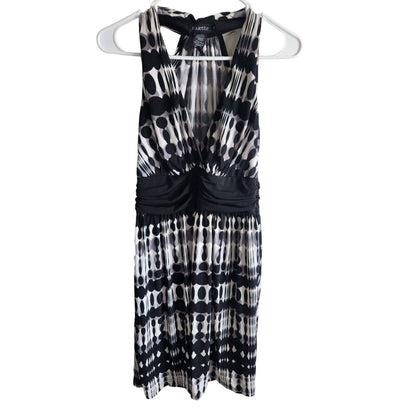 Roulette Womens Sz 10 Knee Length V Neck Dress Black White Dot Print