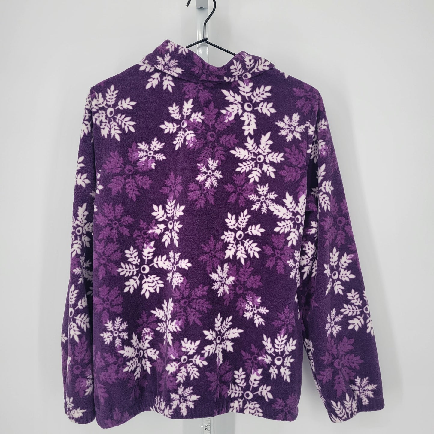 White Stag Womens Sz S Zip Up Fleece Jacket Purple Snowflake Print