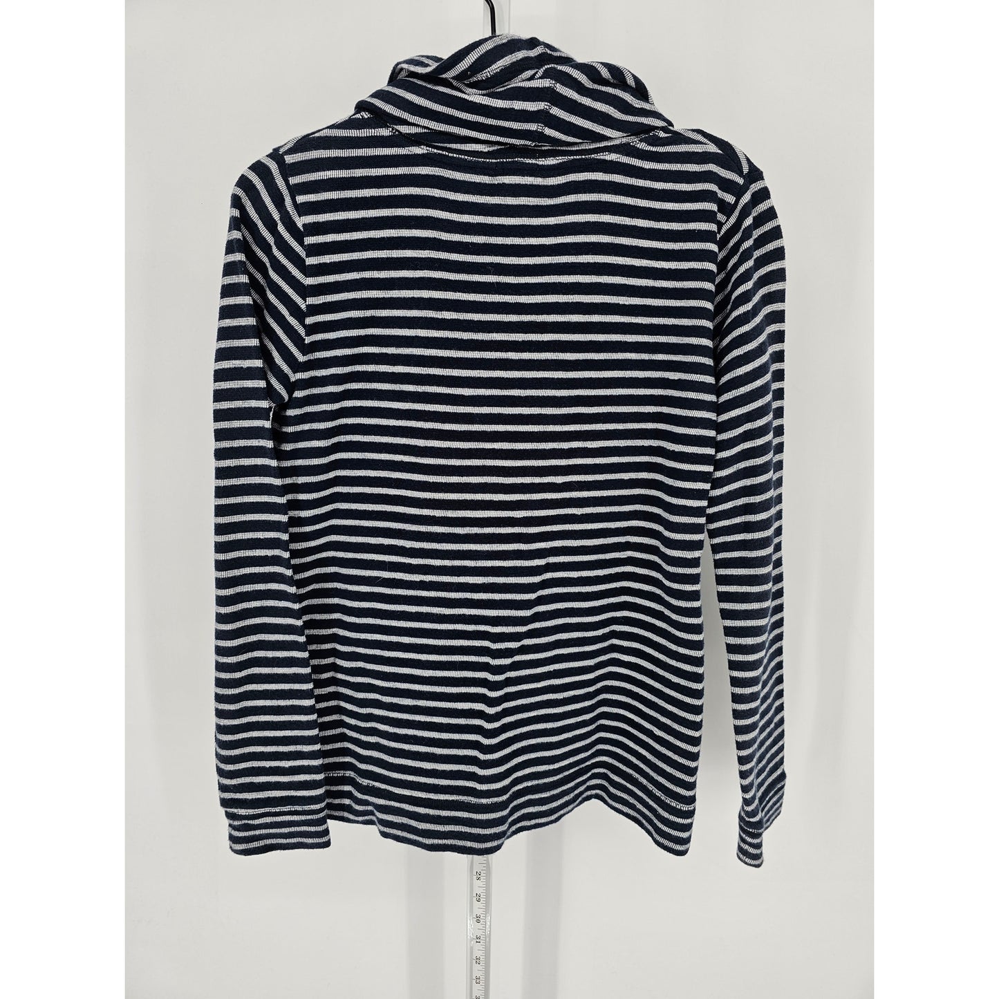 J Crew Womens Sz XS Cowl Neck Long Sleeve Knit Top Navy Blue White Striped