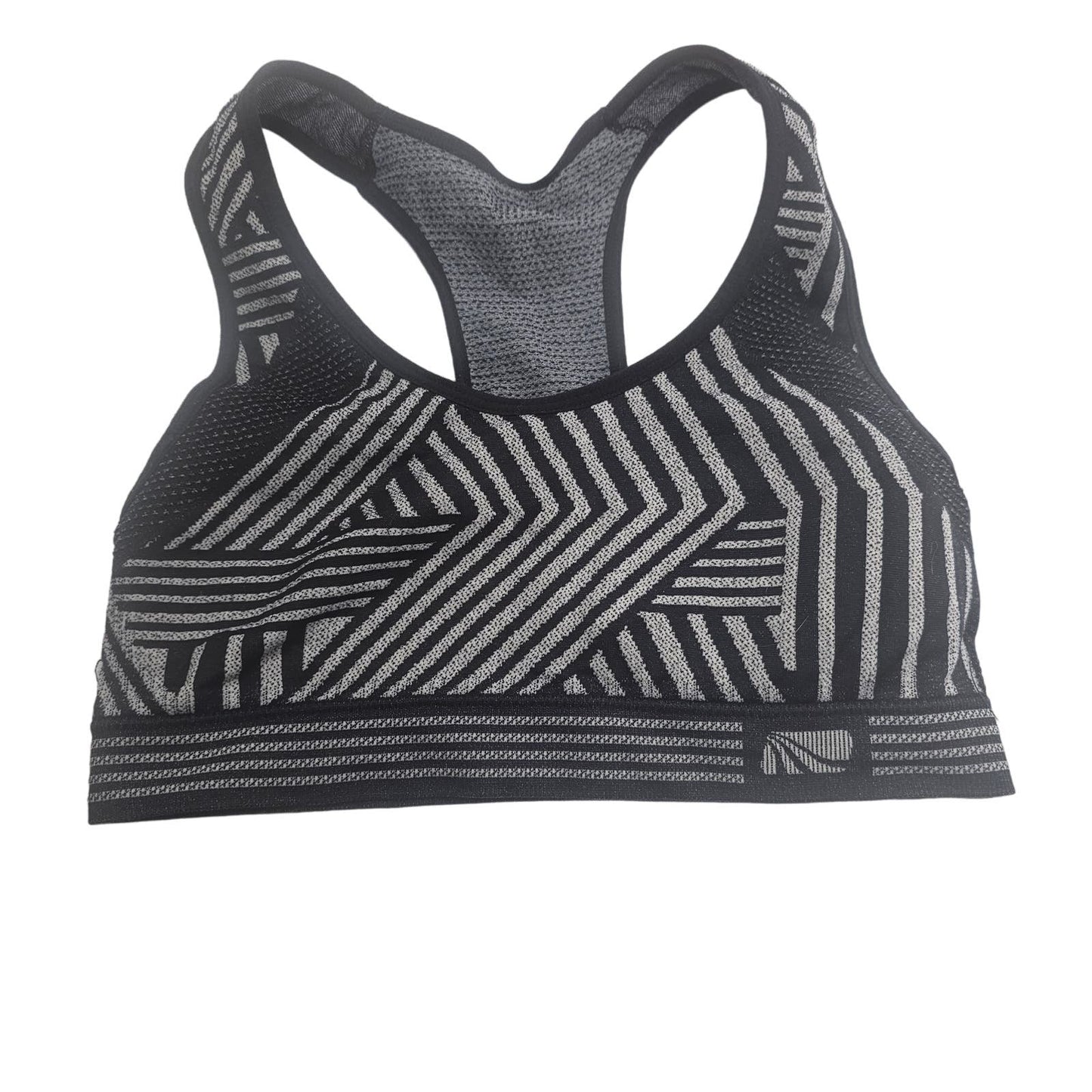 Fabletics Womens Sz S Racerback Compression Sports Bra Black Gray