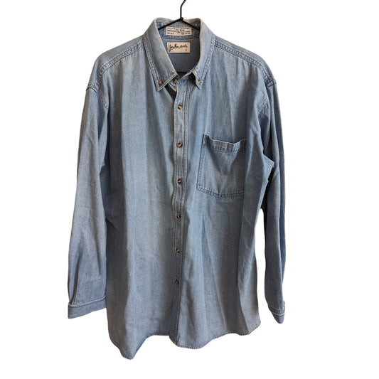 Vintage Jonathan Martin Womens Sz L Long Sleeve Button Down Denim Shirt Blue