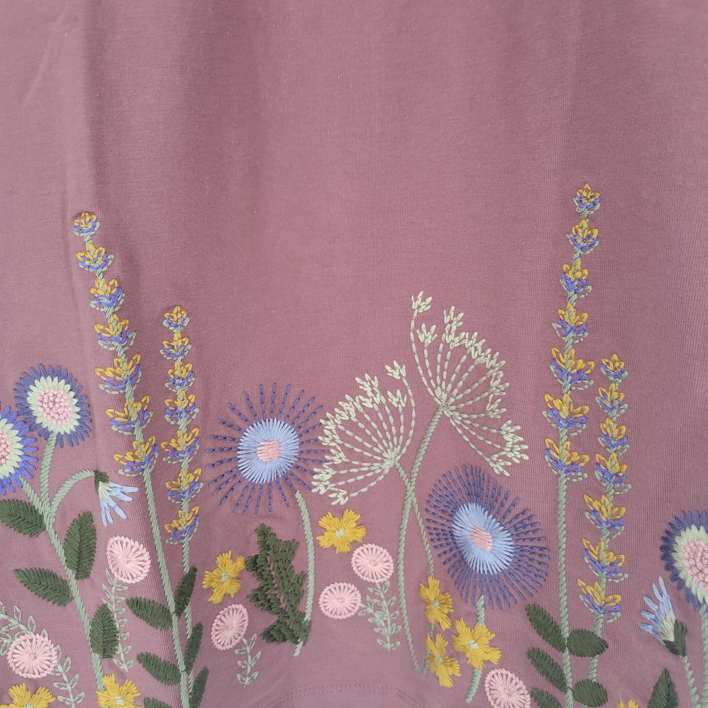 Denim & Co Womens Sz XS 3/4 Sleeve Tunic T Shirt Dusty Rose Embroidered Floral