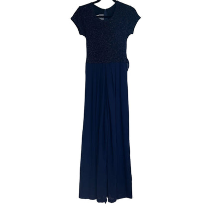 Vintage Rabbit Designs Womens Sz 6 Formal Jumpsuit Navy Blue Glitter