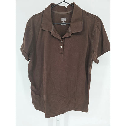 Merona Womens Sz XXL Short Sleeve Cotton Ultimate Polo Shirt Solid Brown