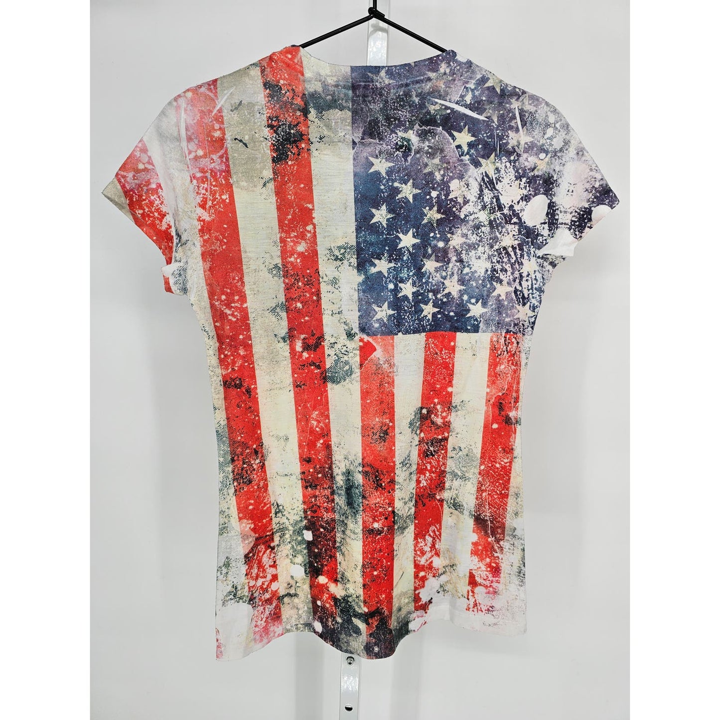 Chelona Womens Sz L Short Sleeve T Shirt American Flag Embellished Washington DC