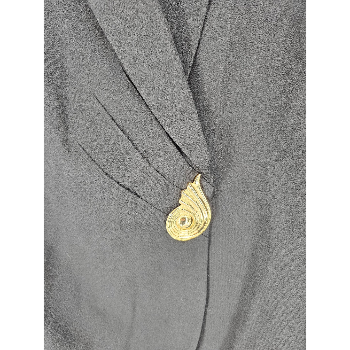 Vintage Kasper for ASL Womens Sz 12 Single Button Blazer Black Gold