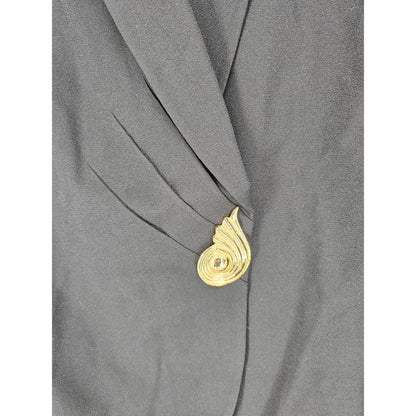 Vintage Kasper for ASL Womens Sz 12 Single Button Blazer Black Gold