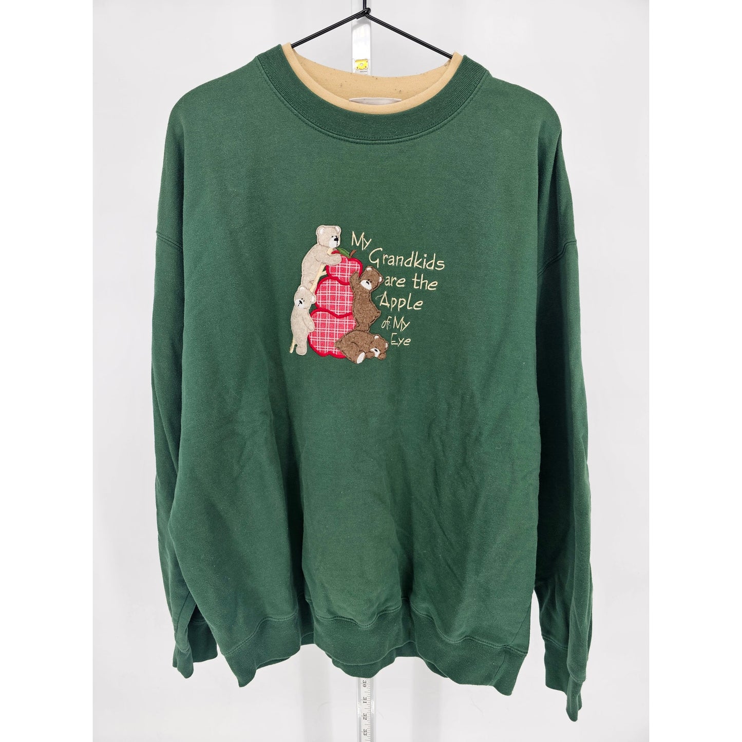 Vintage 1990s Womens Sz L My Grandkids Apple of My Eye Sweatshirt Green