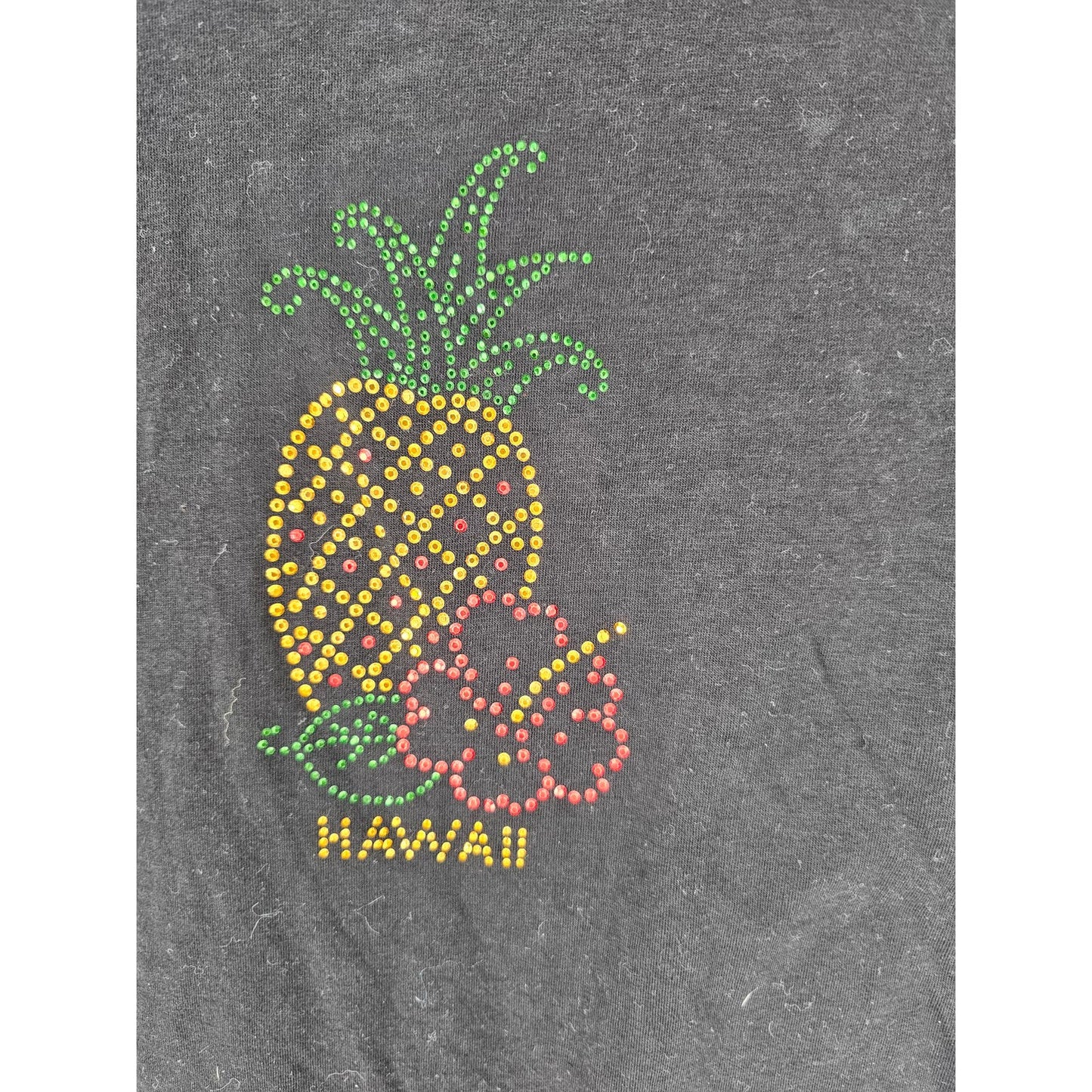 Dream Station Womens Sz L Short Sleeve T Shirt Hawaii Pineapple Rhinestones Y2K