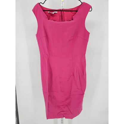 Maggy London Womens Sz 10 Knee Length 100% Silk Dress Pink Cap Sleeve