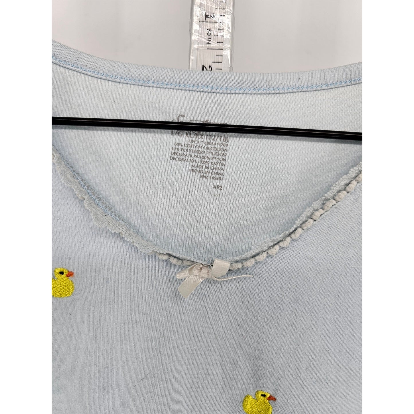 Secret Treasures Womens Sz L Knee Length Cotton Nightgown Blue Embroidered Ducks
