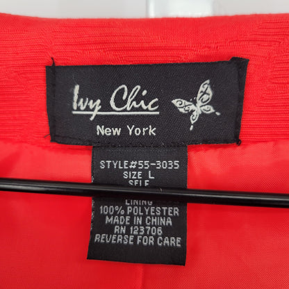 Ivy Chic New York Womens Sz L Cropped Toggle Front Jacket Dark Pink