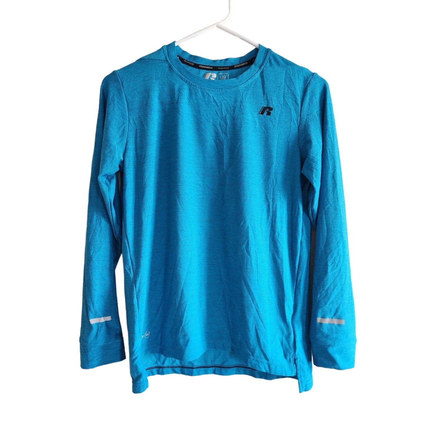 Russell Sport Womens Sz L Long Sleeve Athletic T Shirt Light Blue