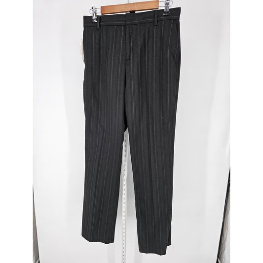 WD NY Womens Sz 6 High Waist Straight Leg Pinstripe Dress Pants Black NEW