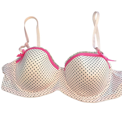 Native Intimates Womens Sz 34B Light Pink and Black Polka Dot Bra