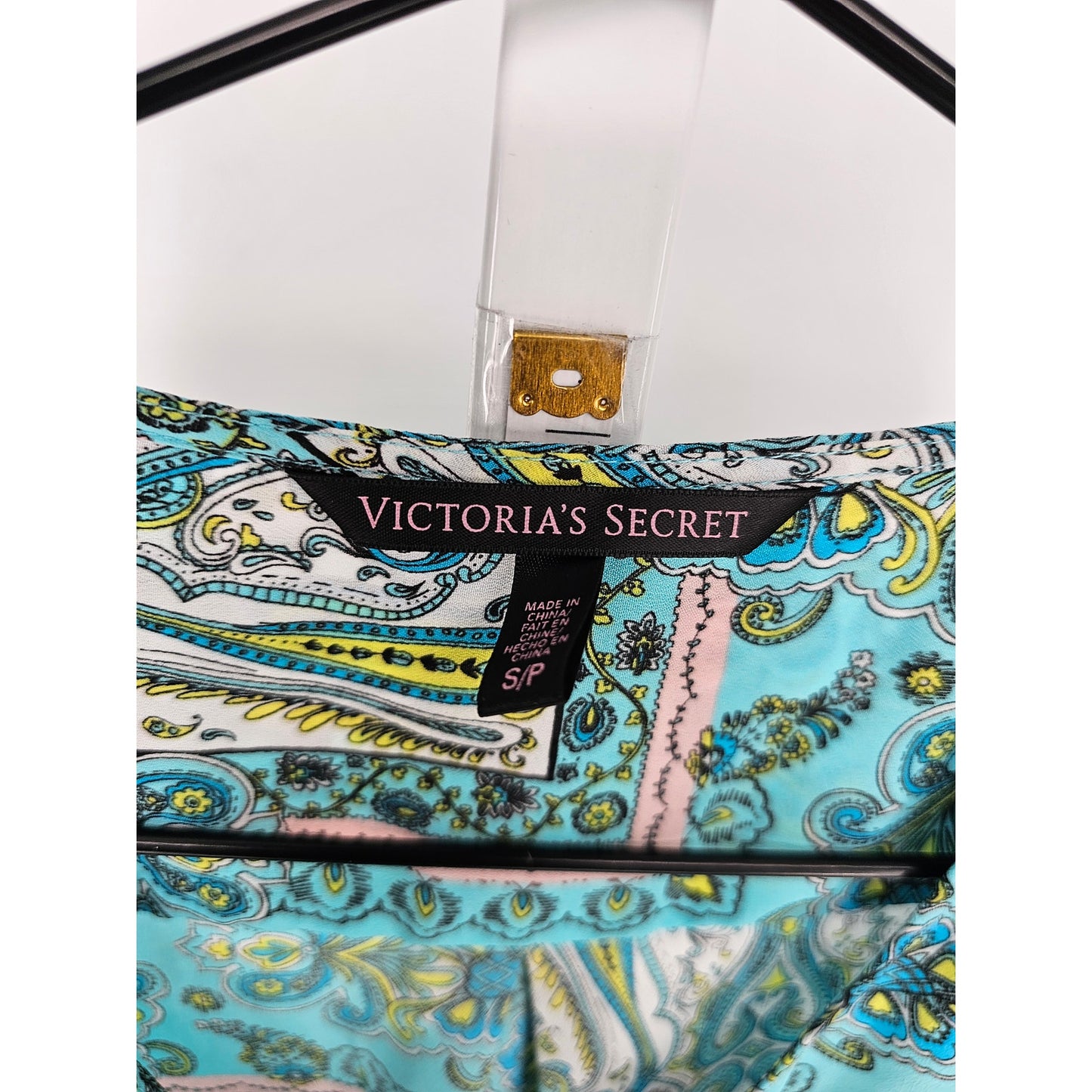 Victorias Secret Womens Sz S Belted Shirt Dress Blue Paisley Print Satin