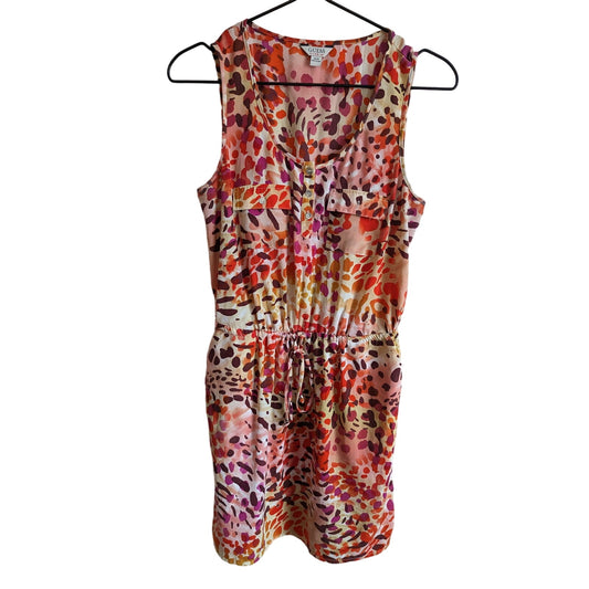 Guess Womens Sz XS Knee Length Sleeveless Dress w/ Pockets Red Pink Purple