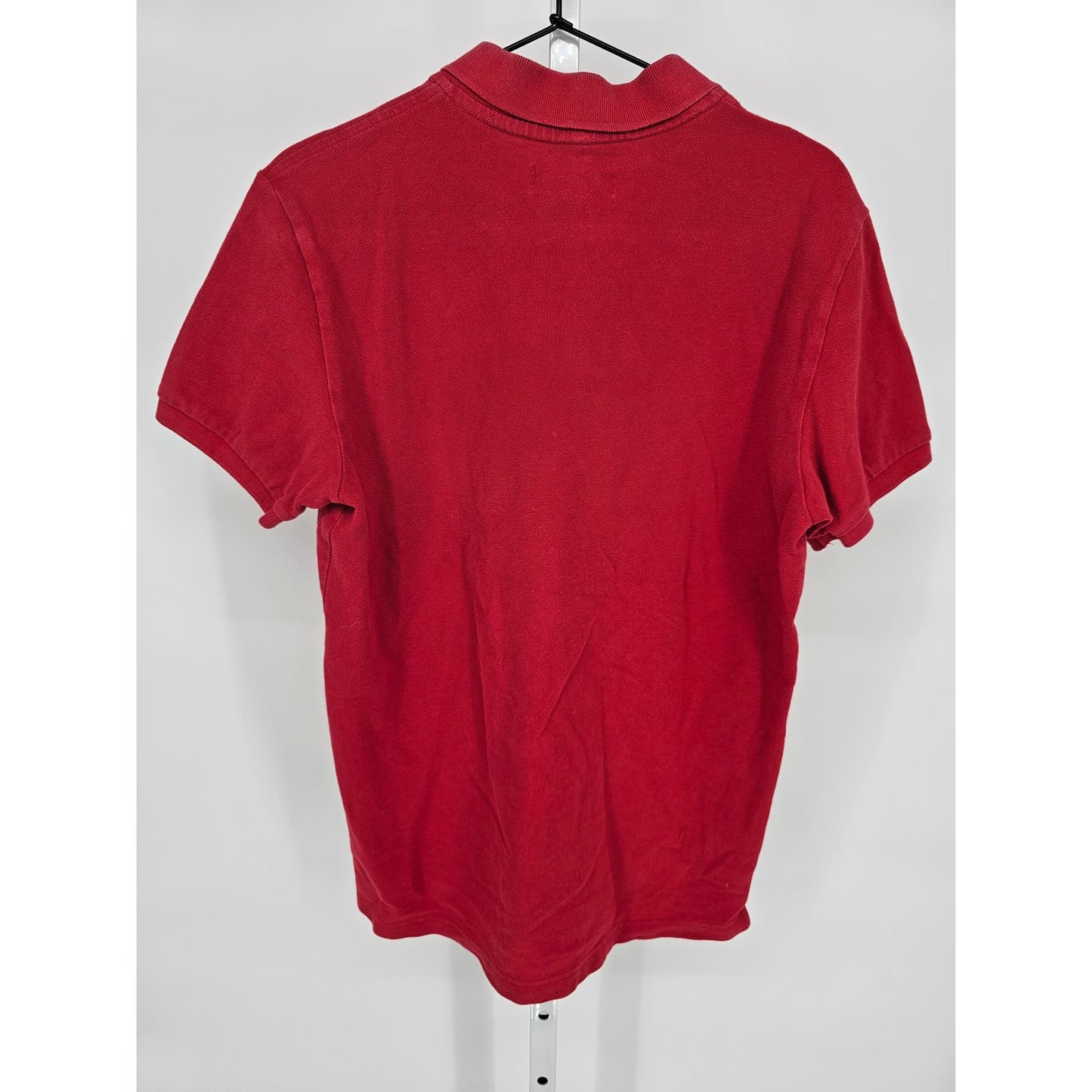 Aeropostale Womens Sz M Short Sleeve Polo Shirt Solid Red Cotton Preppy