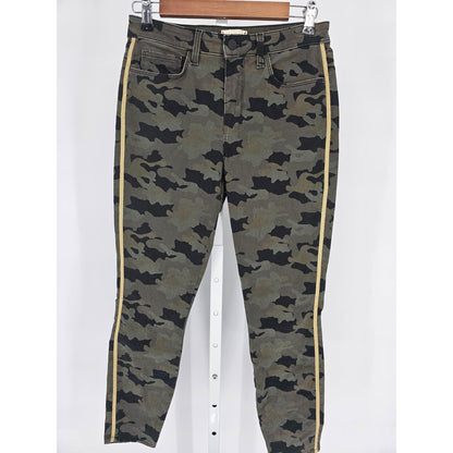 L'Agence Womens Sz 26 Skinny Jeans Camo Print Green Gold