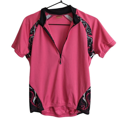 Canari Womens Sz M Half Zip Short Sleeve Cycling Jersey Pink Black