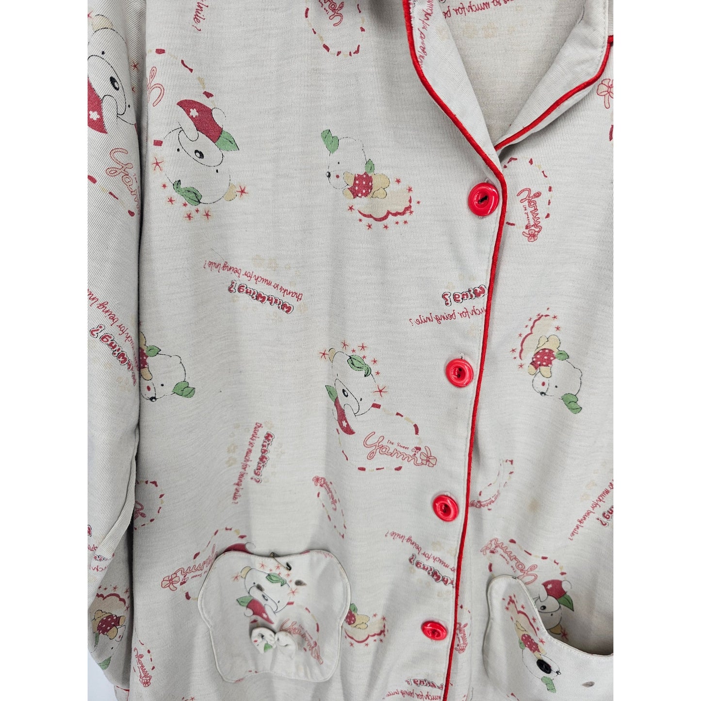 Vintage Medina Womens Sz M Long Sleeve Cotton Pajama Set Wish Wing Anime