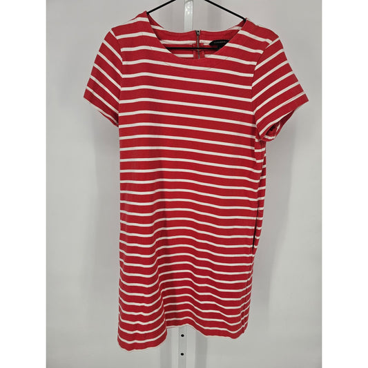 Banana Republic Womens M Short Sleeve Shirt Dress Red White Striped w/ Pockets