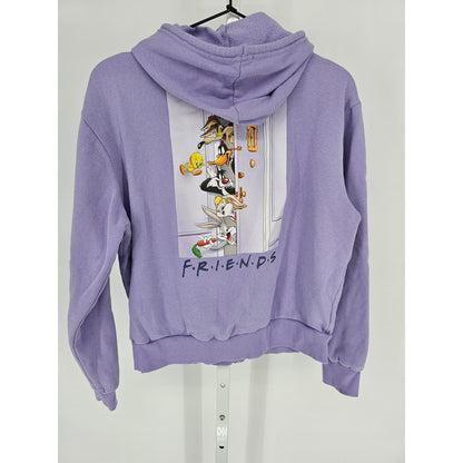 Warner Bros Store Womens M Zip Up Hoodie Sweatshirt Purple FRIENDS Looney Tunes