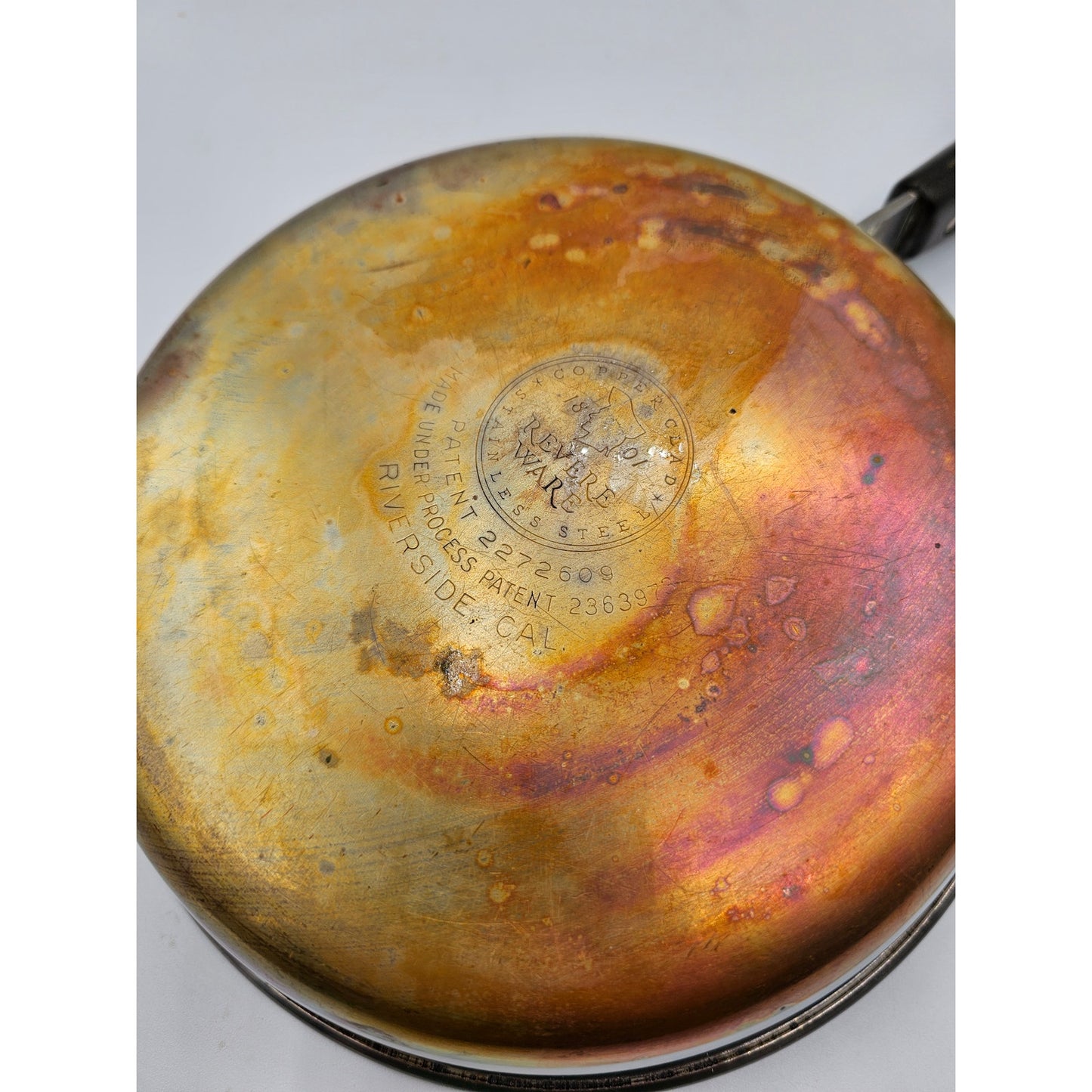 Vintage Revere Ware Skillet Fry Pan Pre 1968 Copper Clad Stainless Steel 8 in