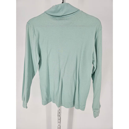 Karen Scott Womens Sz M Long Sleeve Cotton Turtleneck Top Seafoam Green