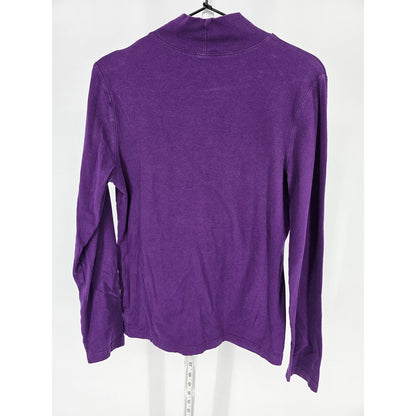 Croft & Barrow Womens Sz M Long Sleeve Cotton Turtleneck Top Purple