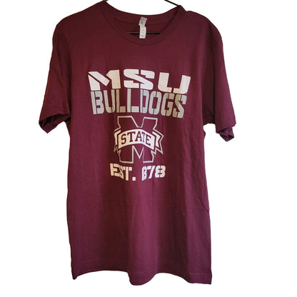 MSU Mississippi State Bulldogs Mens Sz L Short Sleeve T Shirt dark Red NEW