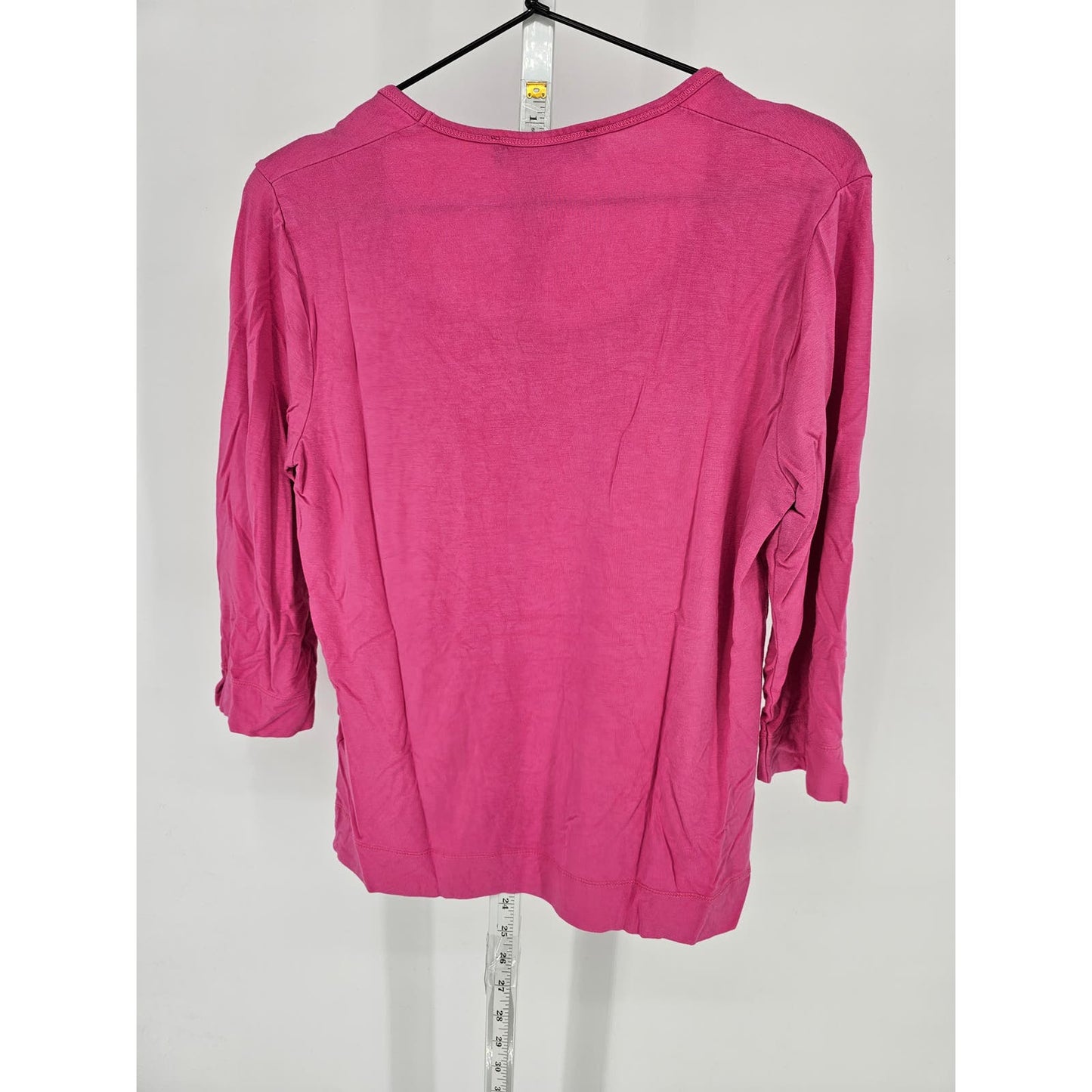 Jones New York Womens Sz M 3/4 Sleeve T Shirt Solid Pink Scoop Neck