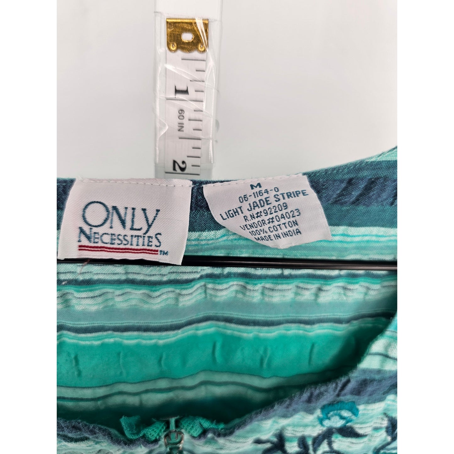 Vintage Only Necessities Womens Sz M Light Jade Stripe House Dress Nightgown