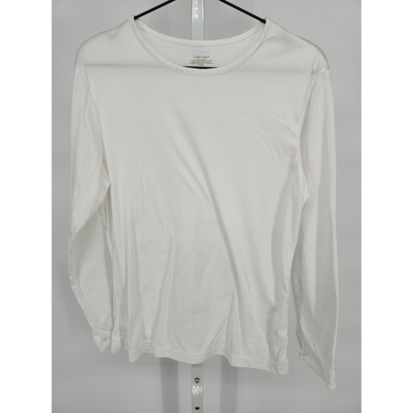 Cuddl Duds Womens Sz L Long Sleeve Baselayer T Shirt Solid White