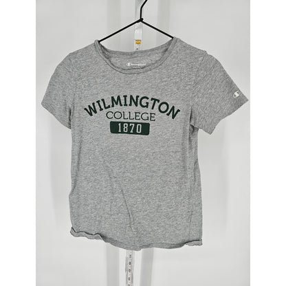 Champion Womens Sz S Wilmington College Short Sleeve T Shirt Gray