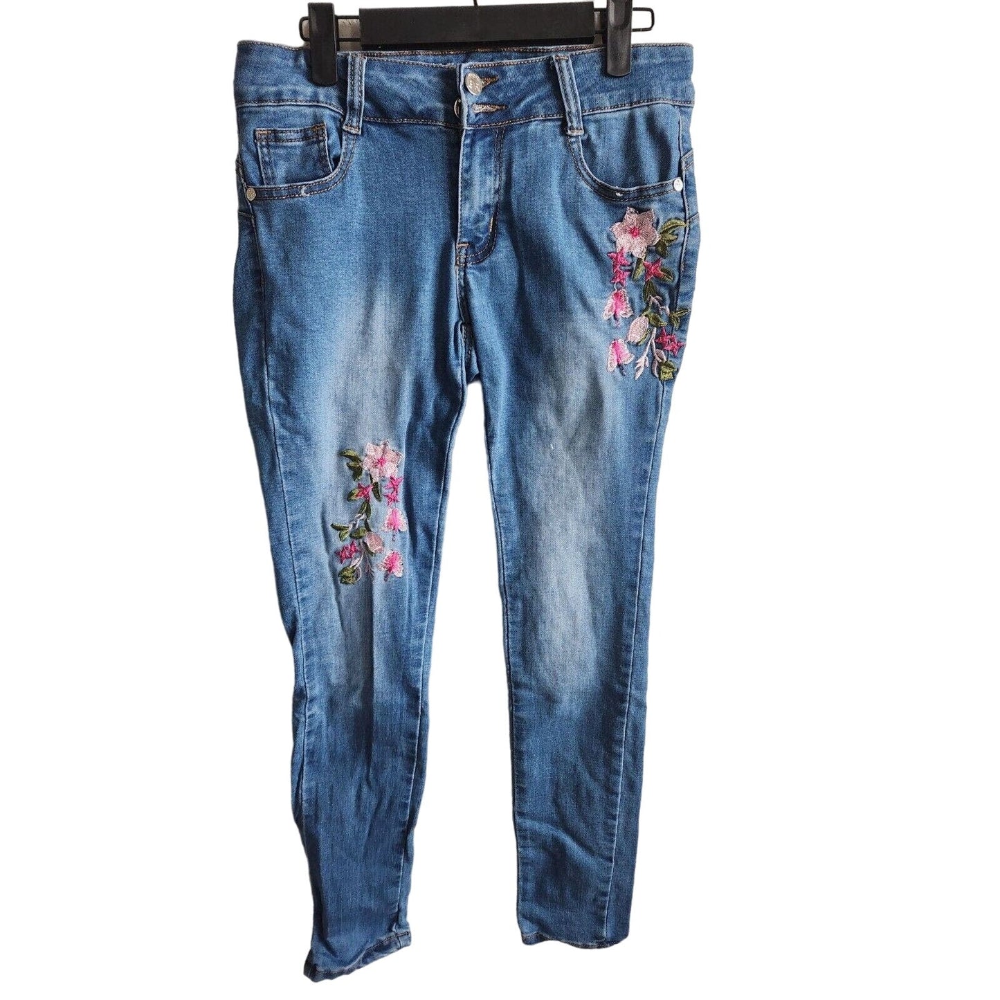 Blue Republic Juniors Sz 7 Embroidered Medium Wash Skinny Blue Jeans