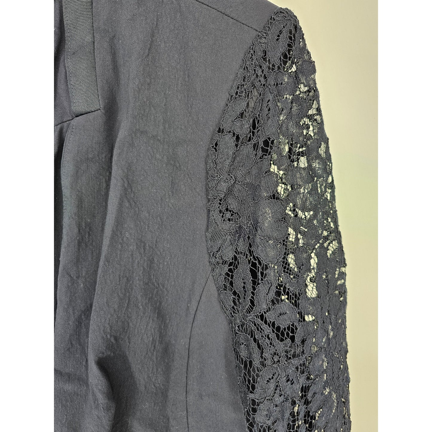 Lane Bryant Womens Sz 20 The Bryant Blazer Navy Blue Lace Sleeves