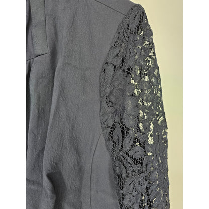 Lane Bryant Womens Sz 20 The Bryant Blazer Navy Blue Lace Sleeves