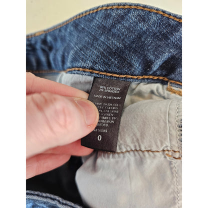 Express Jeans Womens Sz 0 Medium Wash Blue Jean Shorts Cuffed