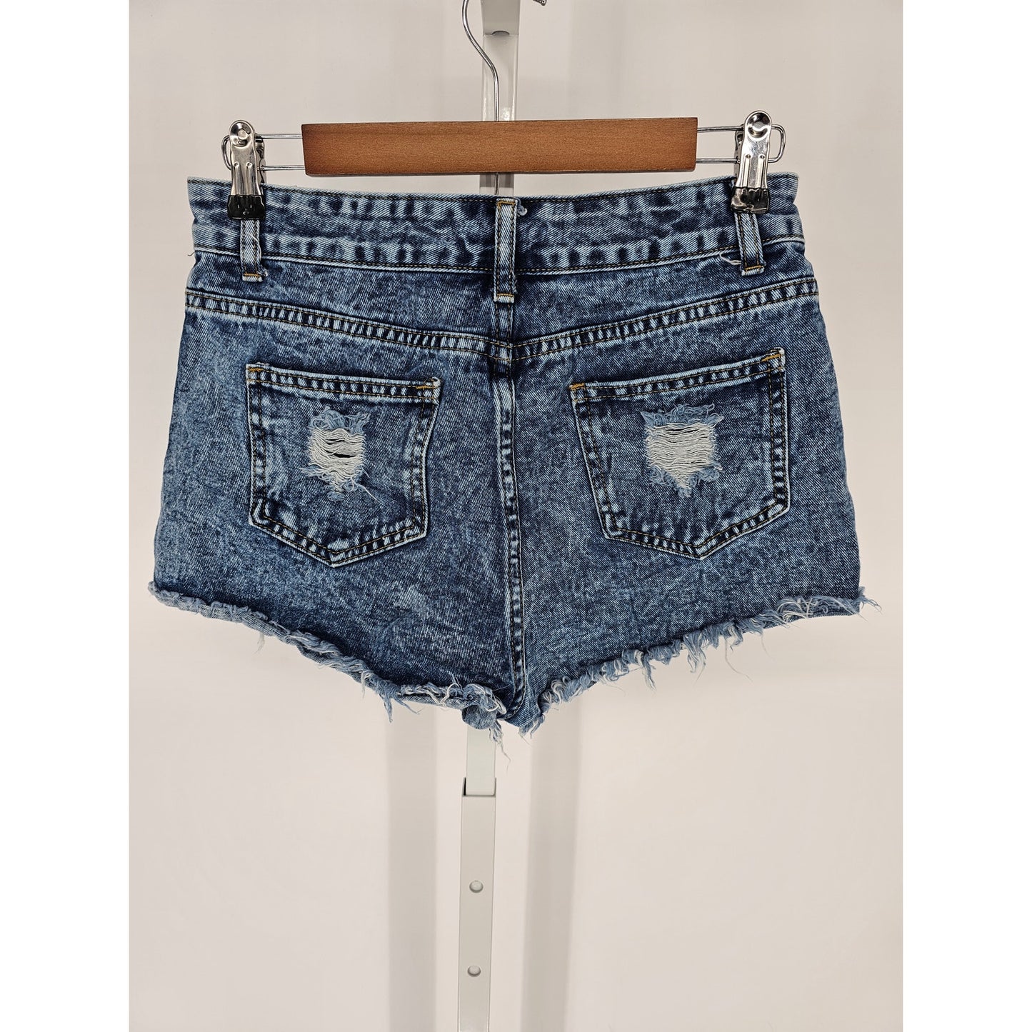 Shein Womens Sz M Distressed Cut Off Blue Jean Shorts