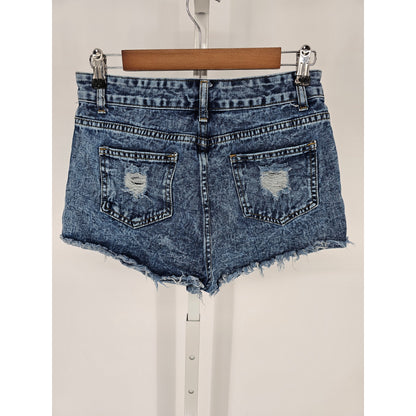 Shein Womens Sz M Distressed Cut Off Blue Jean Shorts