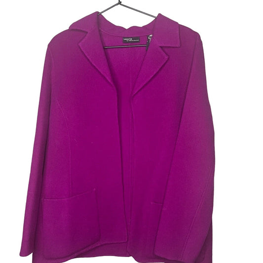 Valerie Stevens Womens Sz M Wool Blend Open Front Cardigan Blazer Purple