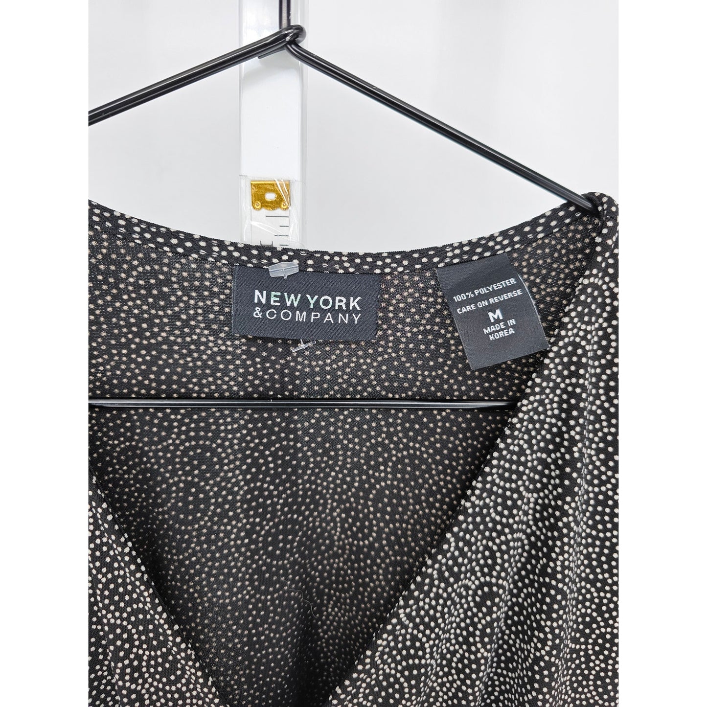 New York & Company Womens Sz M Knee Length Career Dress Black Tan Short Sleeve